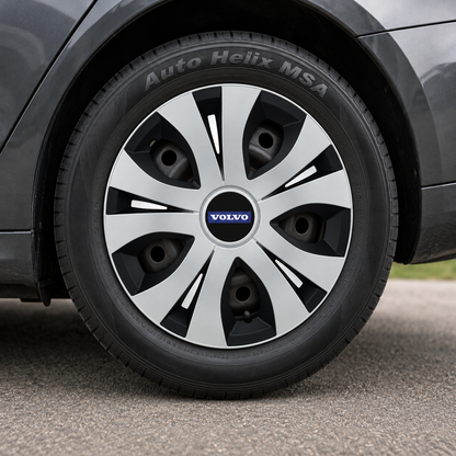 Set 4 Capace Roti Top Gri-Negru R16, Compatibil Cu Volvo