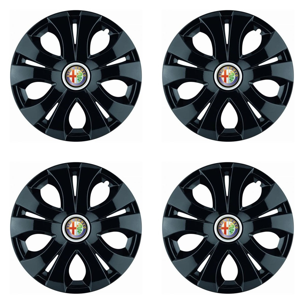 Set 4 Capace Roti Top Negru R15, Compatibil Cu Alfa Romeo