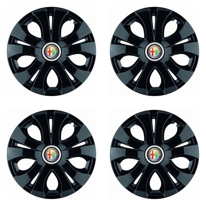 Set 4 Capace Roti Top Negru R15, Compatibil Cu Alfa Romeo
