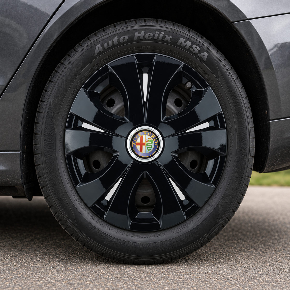 Set 4 Capace Roti Top Negru R15, Compatibil Cu Alfa Romeo