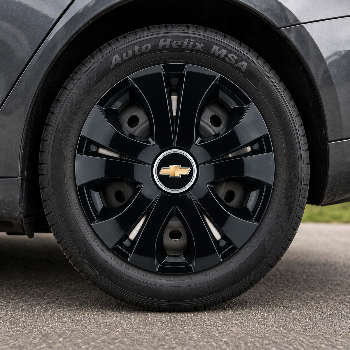 Set 4 Capace Roti Top Negru R15, Compatibil Cu Chevrolet