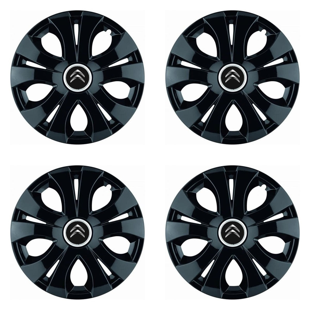 Set 4 Capace Roti Top Negru R15, Compatibil Cu Citroen