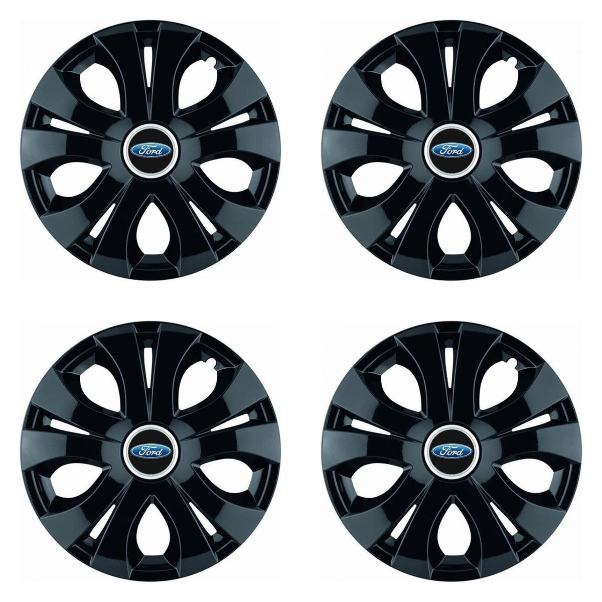 Set 4 Capace Roti Top Negru R15, Compatibil Cu Ford