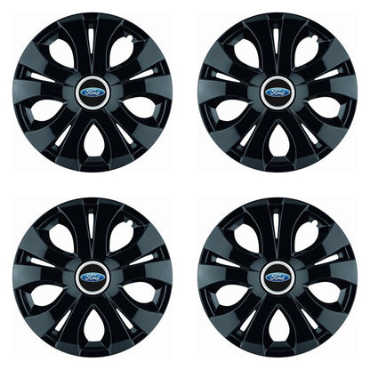 Set 4 Capace Roti Top Negru R15, Compatibil Cu Ford