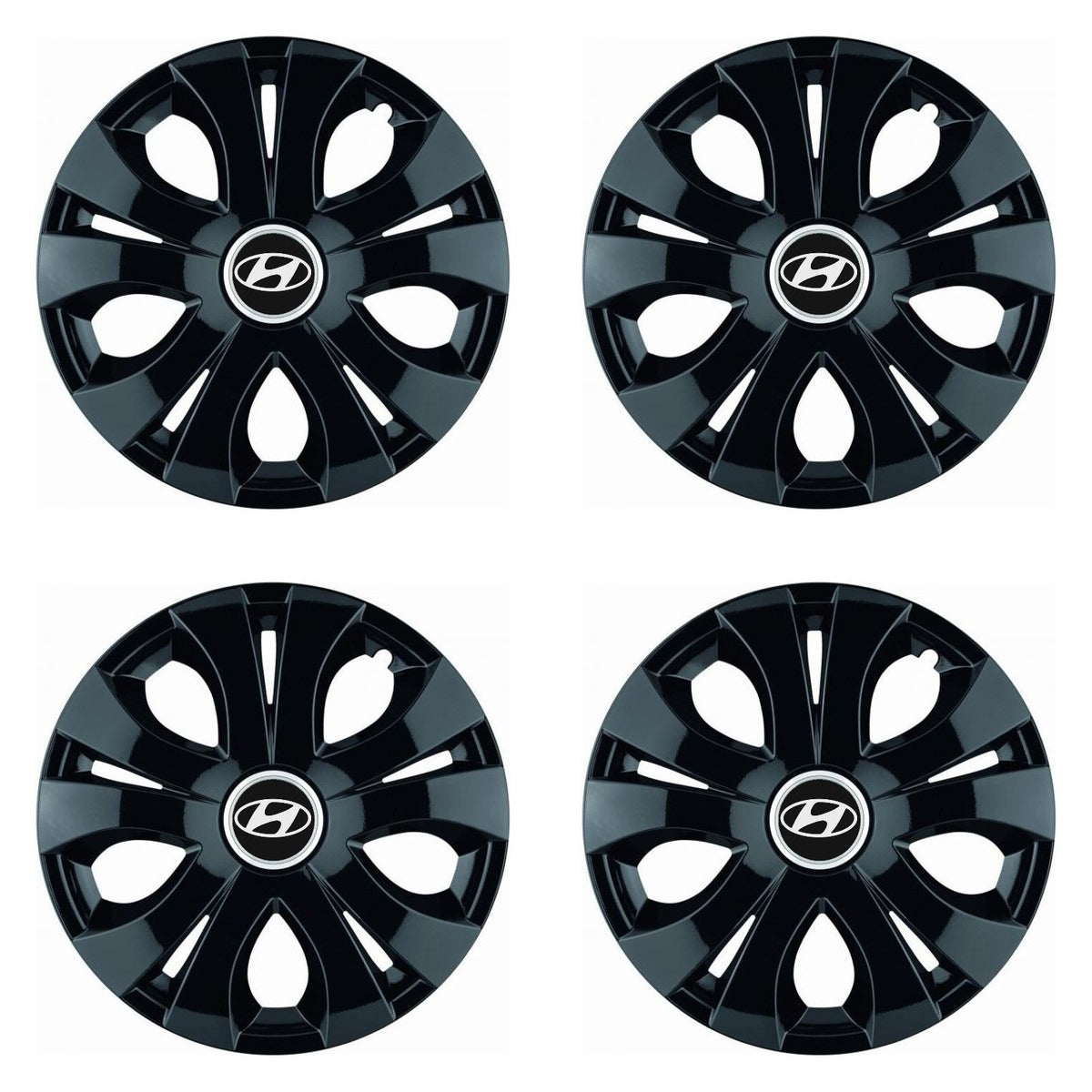 Set 4 Capace Roti Top Negru R15, Compatibil Cu Hyundai