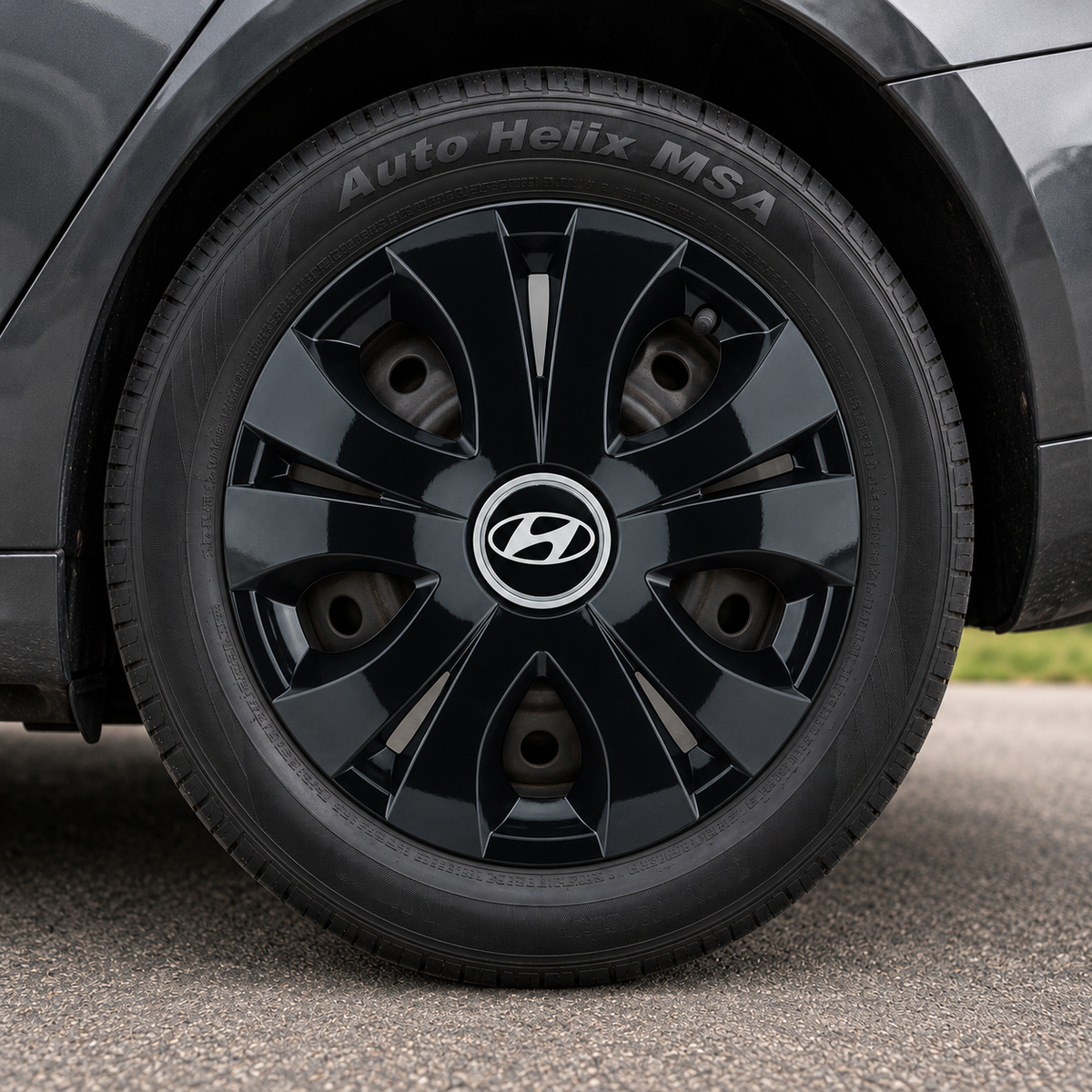 Set 4 Capace Roti Top Negru R15, Compatibil Cu Hyundai