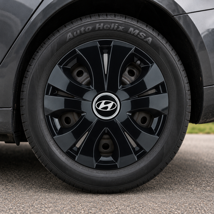 Set 4 Capace Roti Top Negru R15, Compatibil Cu Hyundai