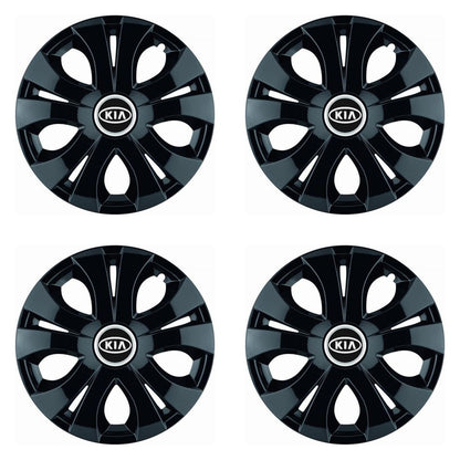 Set 4 Capace Roti Top Negru R15, Compatibil Cu Kia