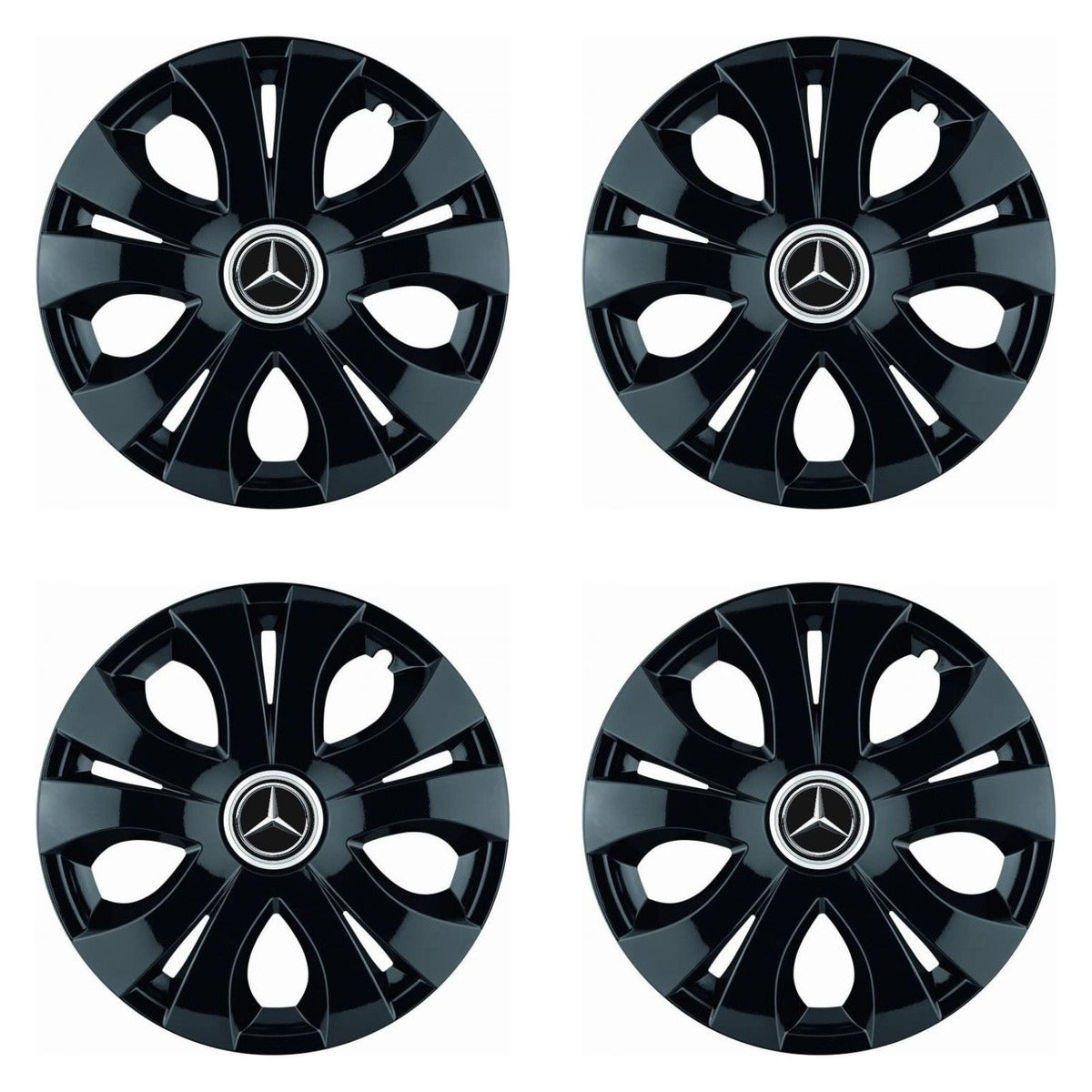 Set 4 Capace Roti Top Negru R15, Compatibil Cu Mercedes-Benz