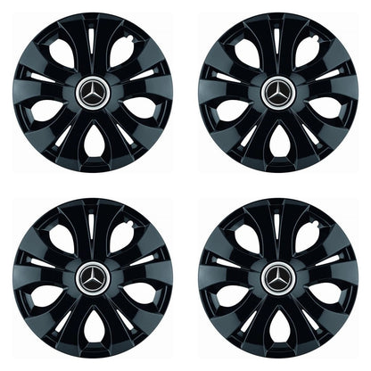 Set 4 Capace Roti Top Negru R15, Compatibil Cu Mercedes-Benz