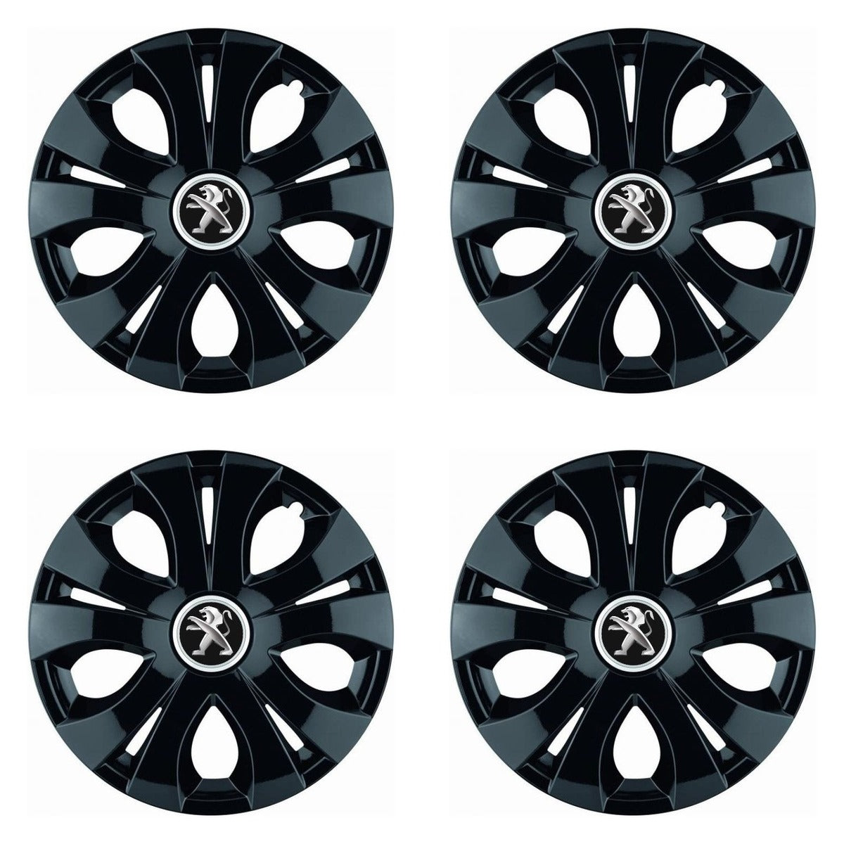 Set 4 Capace Roti Top Negru R15, Compatibil Cu Peugeot