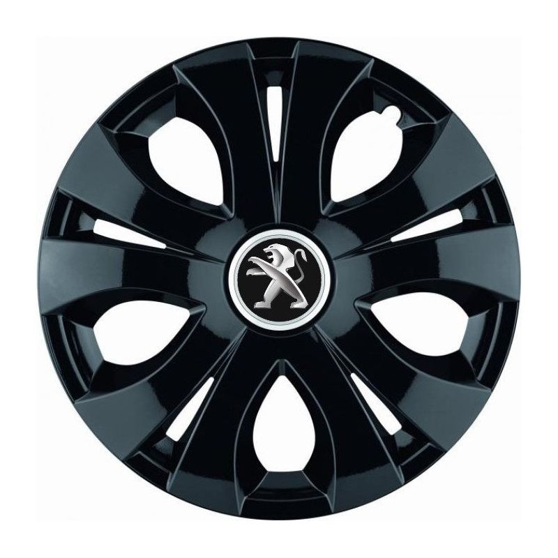 Set 4 Capace Roti Top Negru R15, Compatibil Cu Peugeot