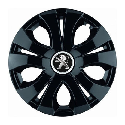 Set 4 Capace Roti Top Negru R15, Compatibil Cu Peugeot