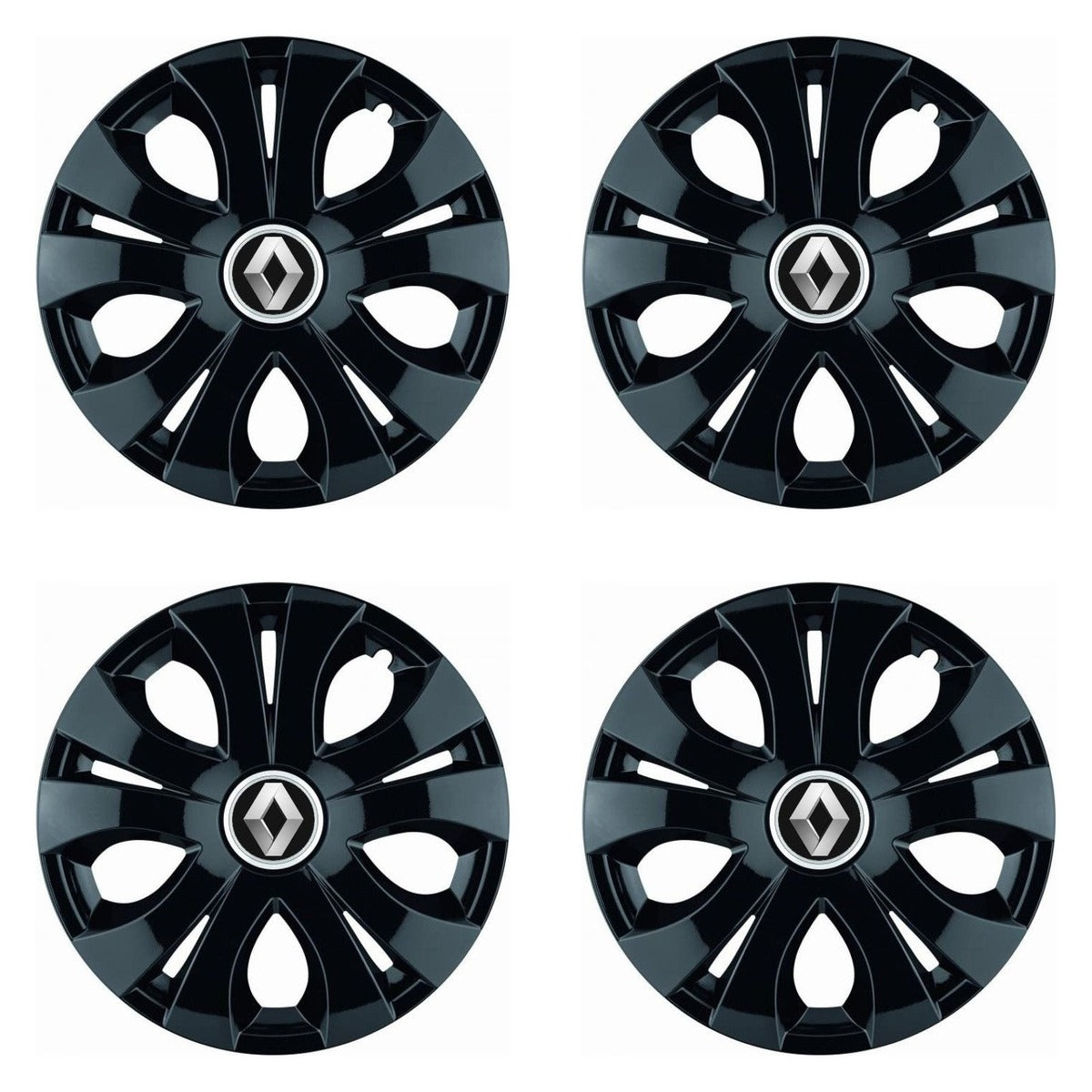Set 4 Capace Roti Top Negru R15, Compatibil Cu Renault