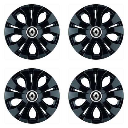Set 4 Capace Roti Top Negru R15, Compatibil Cu Renault