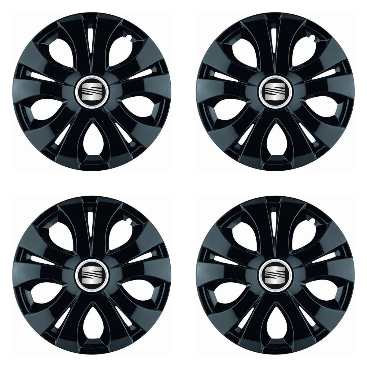 Set 4 Capace Roti Top Negru R15, Compatibil Cu Seat