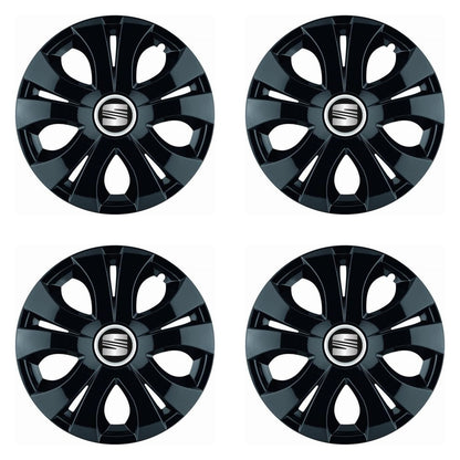 Set 4 Capace Roti Top Negru R15, Compatibil Cu Seat