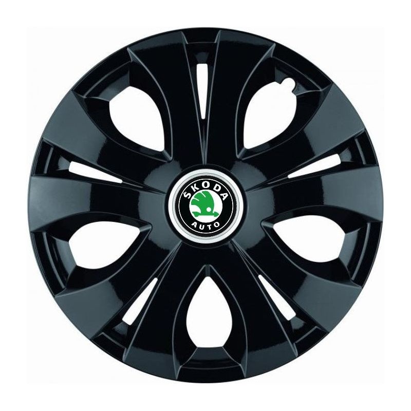Set 4 Capace Roti Top Negru R15, Compatibil Cu Skoda
