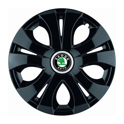 Set 4 Capace Roti Top Negru R15, Compatibil Cu Skoda