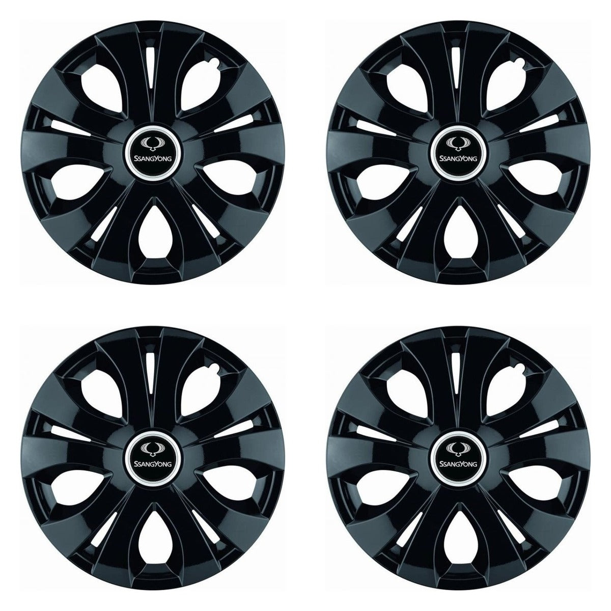 Set 4 Capace Roti Top Negru R15, Compatibil Cu SsangYoung