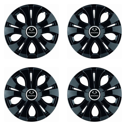Set 4 Capace Roti Top Negru R15, Compatibil Cu SsangYoung