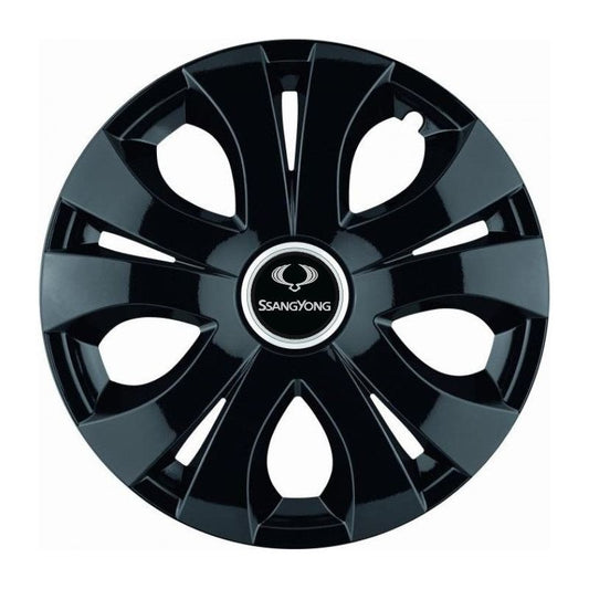 Set 4 Capace Roti Top Negru R15, Compatibil Cu SsangYoung