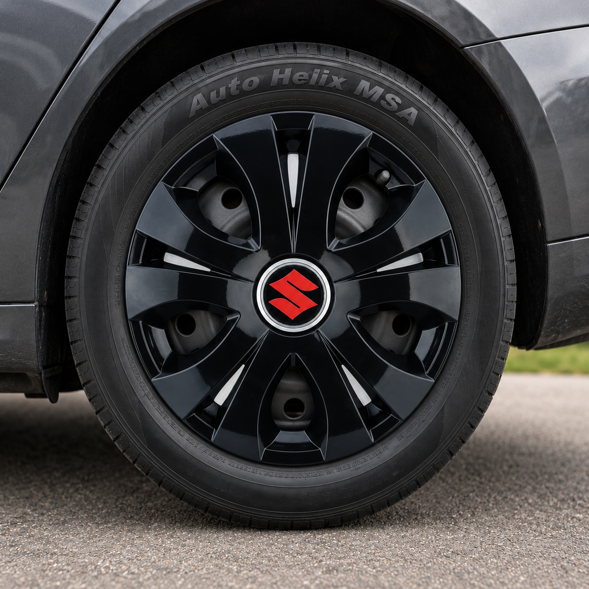 Set 4 Capace Roti Top Negru R15, Compatibil Cu Suzuki
