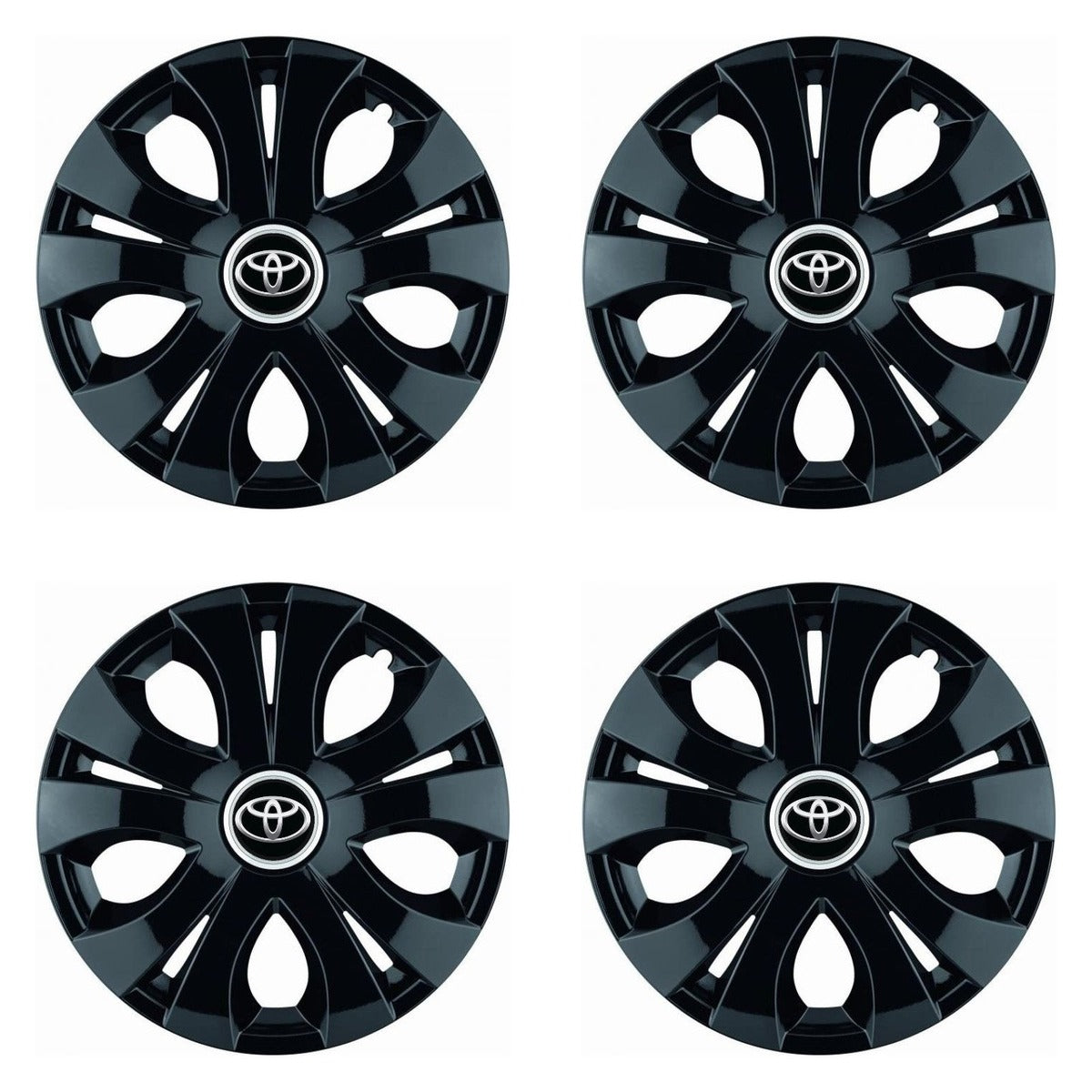 Set 4 Capace Roti Top Negru R15, Compatibil Cu Toyota