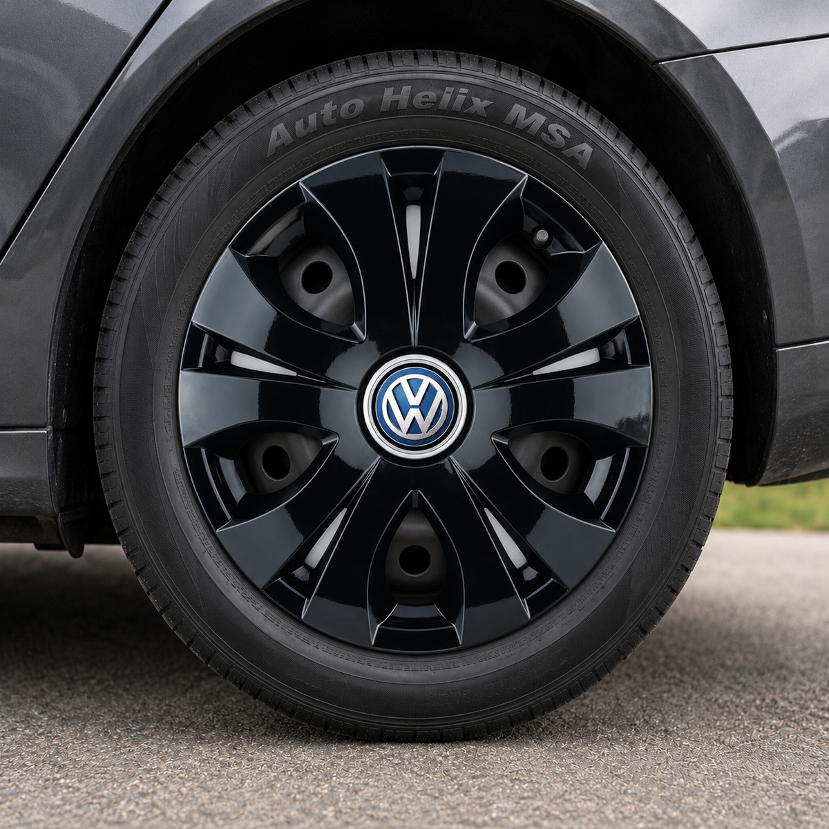 Set 4 Capace Roti Top Negru R15, Compatibil Cu Volkswagen