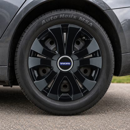 Set 4 Capace Roti Top Negru R15, Compatibil Cu Volvo