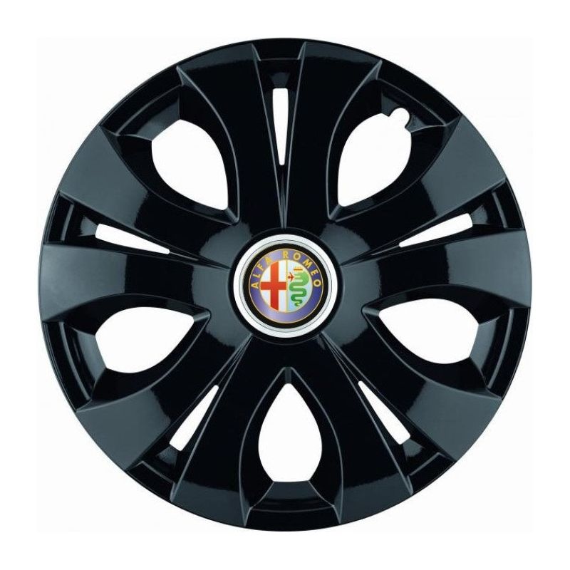4 db-os fekete dísztárcsa készlet R16-hoz, Alfa Romeo-kompatibilis