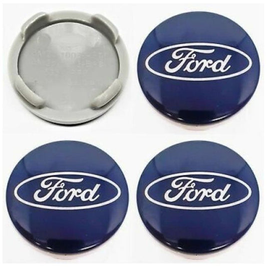 Set 4 capacele roti 54mm albastre, Ford Focus/Mondeo/Kuga, pentru jante aliaj