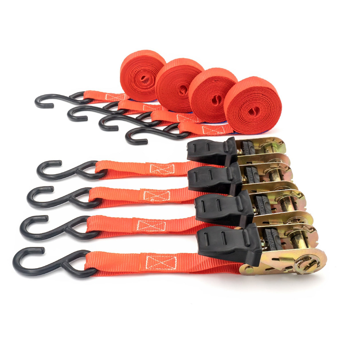 Set 4 chingi cu clichet, rezistent la 680 kg/chingă, TUV/GS – 25 mm × 4.5 m – 680 kg - Carguard - calitate și siguranță garantată!
