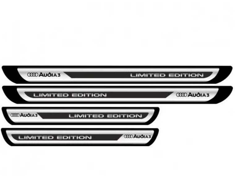 Set 4 stickere protectii praguri gri pentru Audi A3, Creative Rey® crom