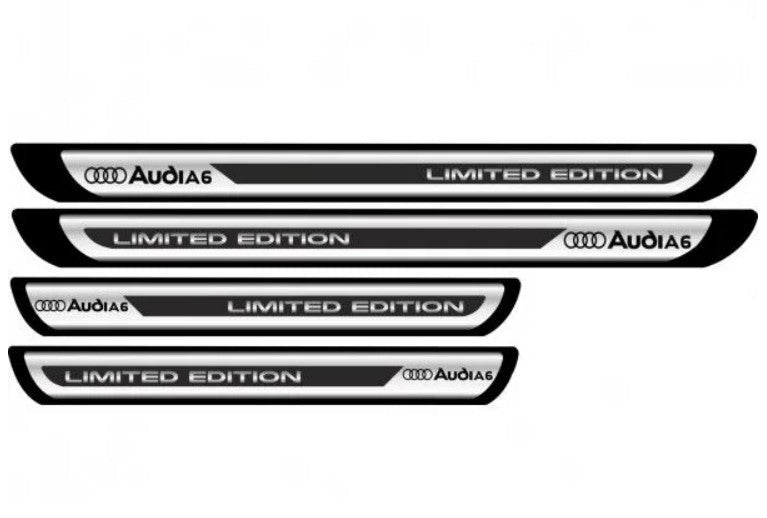 Set 4 stickere protectii praguri gri pentru Audi A6 crom