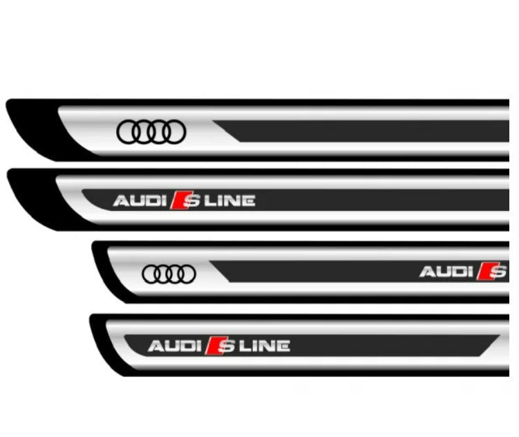 Set 4 stickere protectii praguri gri pentru Audi S-Line crom