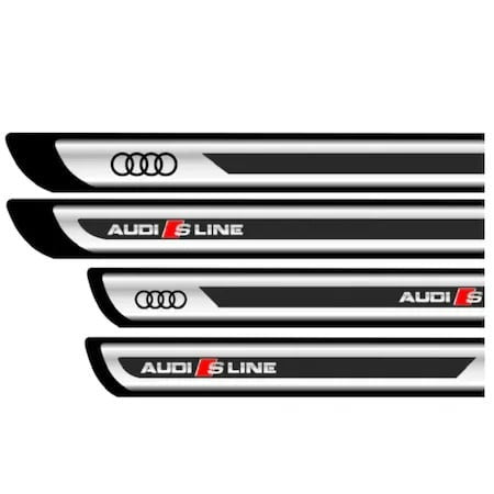 Set 4 stickere protectii praguri gri pentru Audi S-Line crom