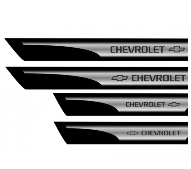 Set 4 stickere protectii praguri gri pentru Chevrolet crom