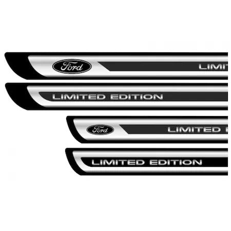Set 4 stickere protectii praguri gri pentru Ford crom