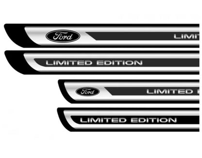Set 4 stickere protectii praguri gri pentru Ford crom