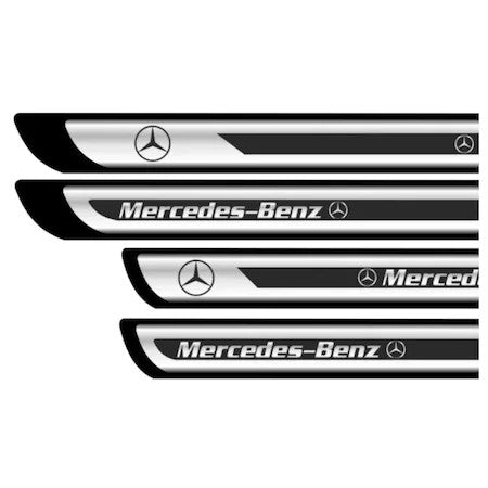 Set 4 stickere protectii praguri gri pentru Mercedes-Benz crom
