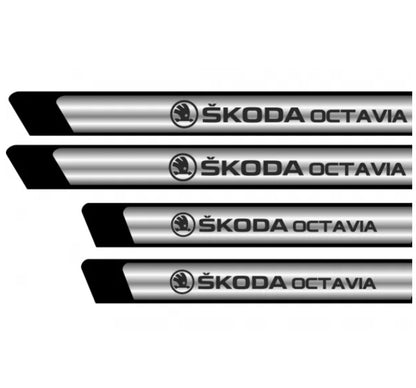 Set 4 stickere protectii praguri gri pentru Skoda Octavia, Creative Rey®