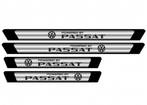 Set 4 stickere protectii praguri gri pentru VW Passat crom