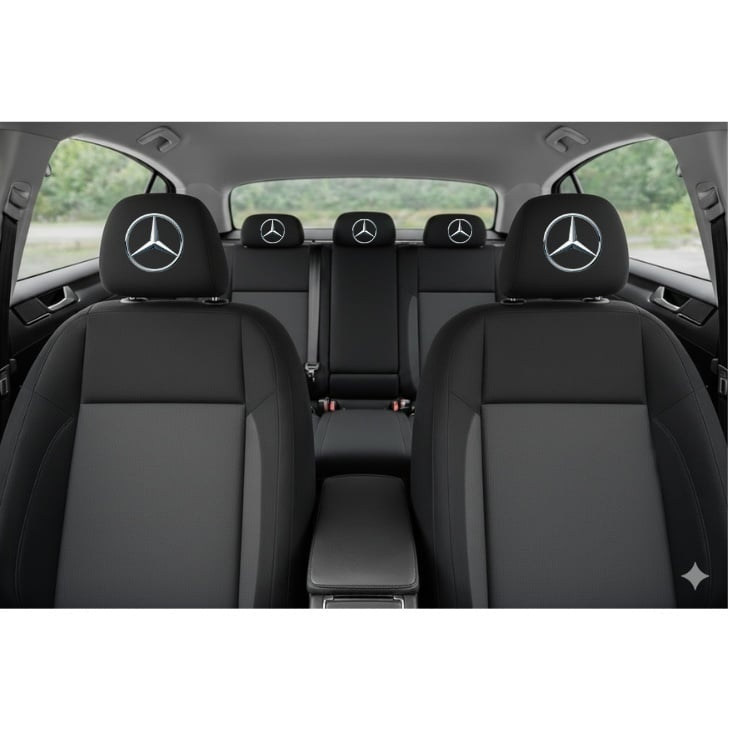 Set 5 huse tetiere negre, pentru gama auto MERCEDES