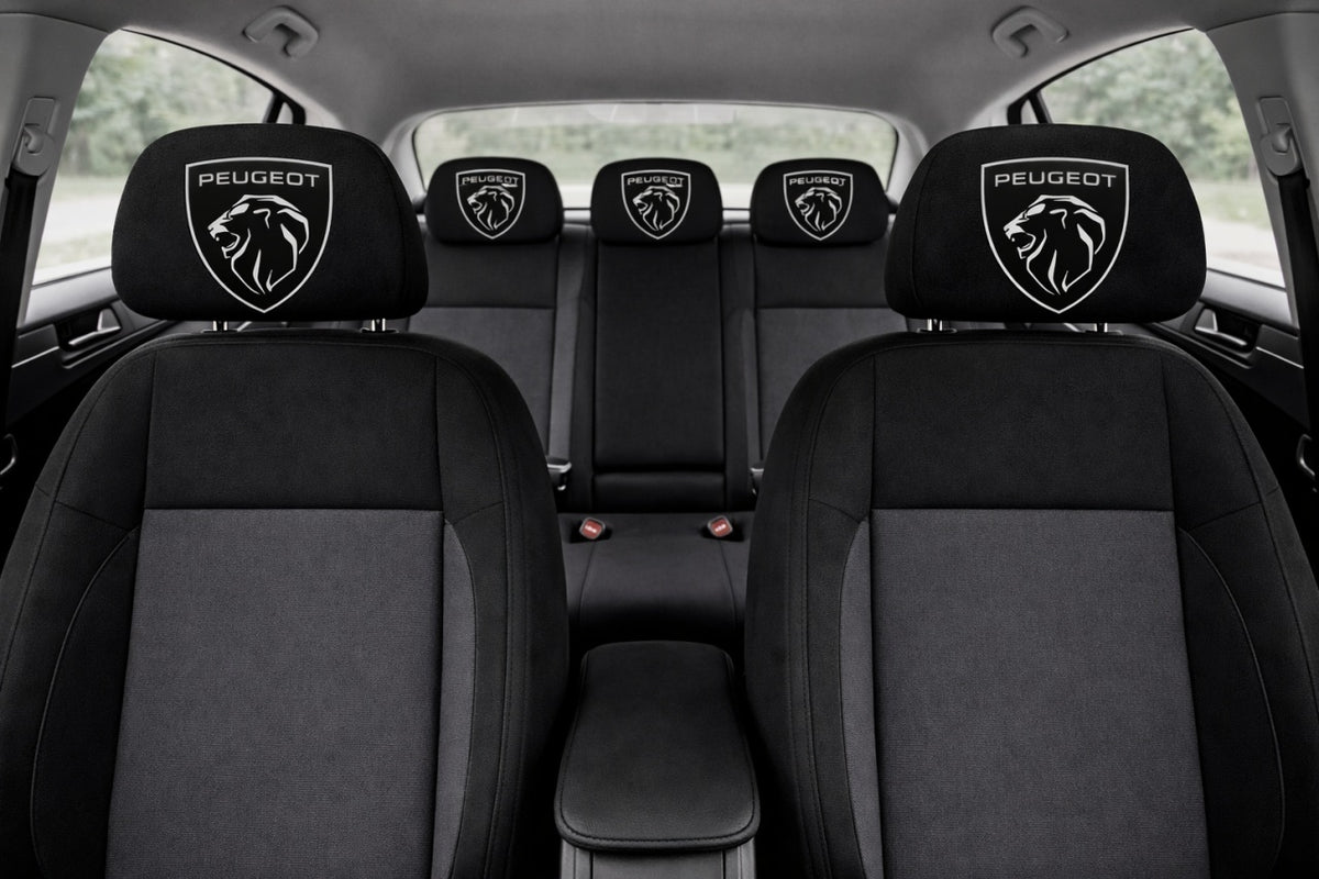 Set 5 huse tetiere negre, pentru gama auto PEUGEOT NOU