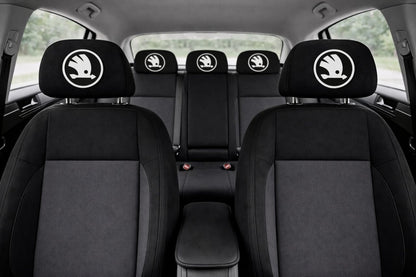 Set 5 huse tetiere negre, pentru gama auto SKODA NOU