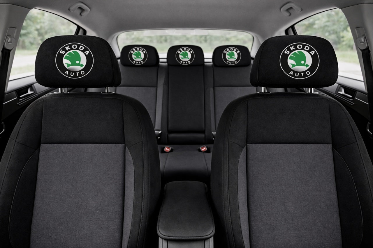 Set 5 huse tetiere negre, pentru gama auto SKODA