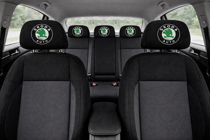 Set 5 huse tetiere negre, pentru gama auto SKODA