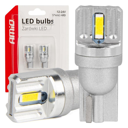 Set Becuri STANDARD T10 W5W 2x1860 SMD Alb 12V/24V AMIO-03719