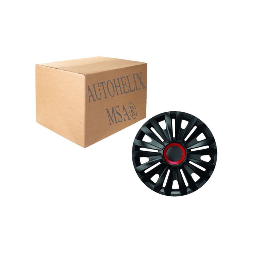 Set capace roti 15` negre cu inel rosu royal